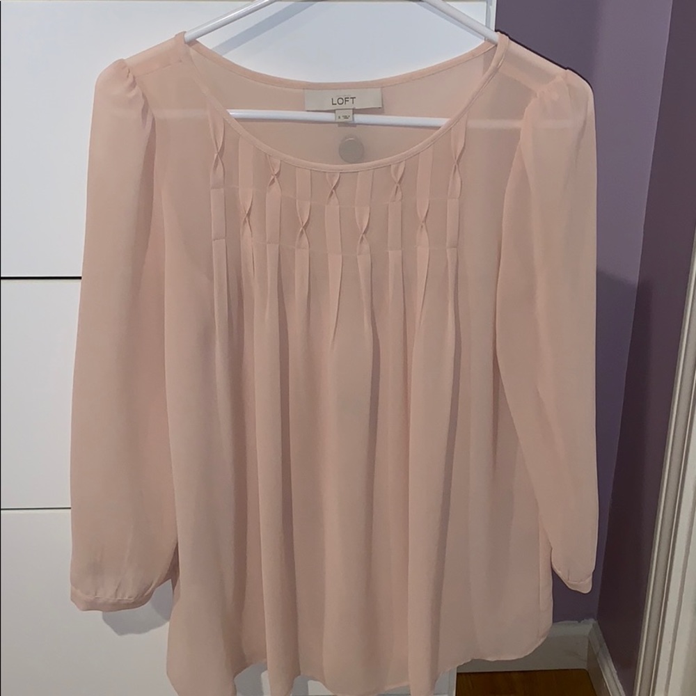 Loft Sheer Pink Blouse NWOT